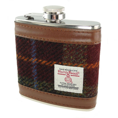 Harris Tweed 6oz Hip Flask - Multi Tartan Variations: MacLeod Tartan