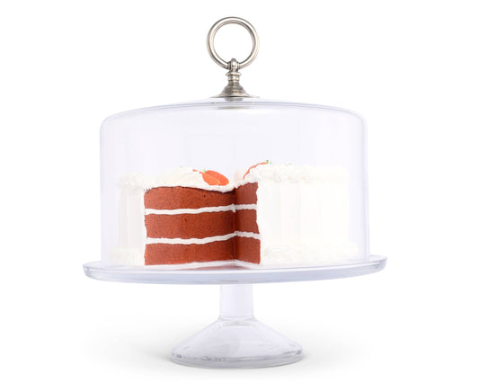 Classic Pewter Ring Glass Covered Cake / Dessert Stand: Cake - 12" D x 4" H