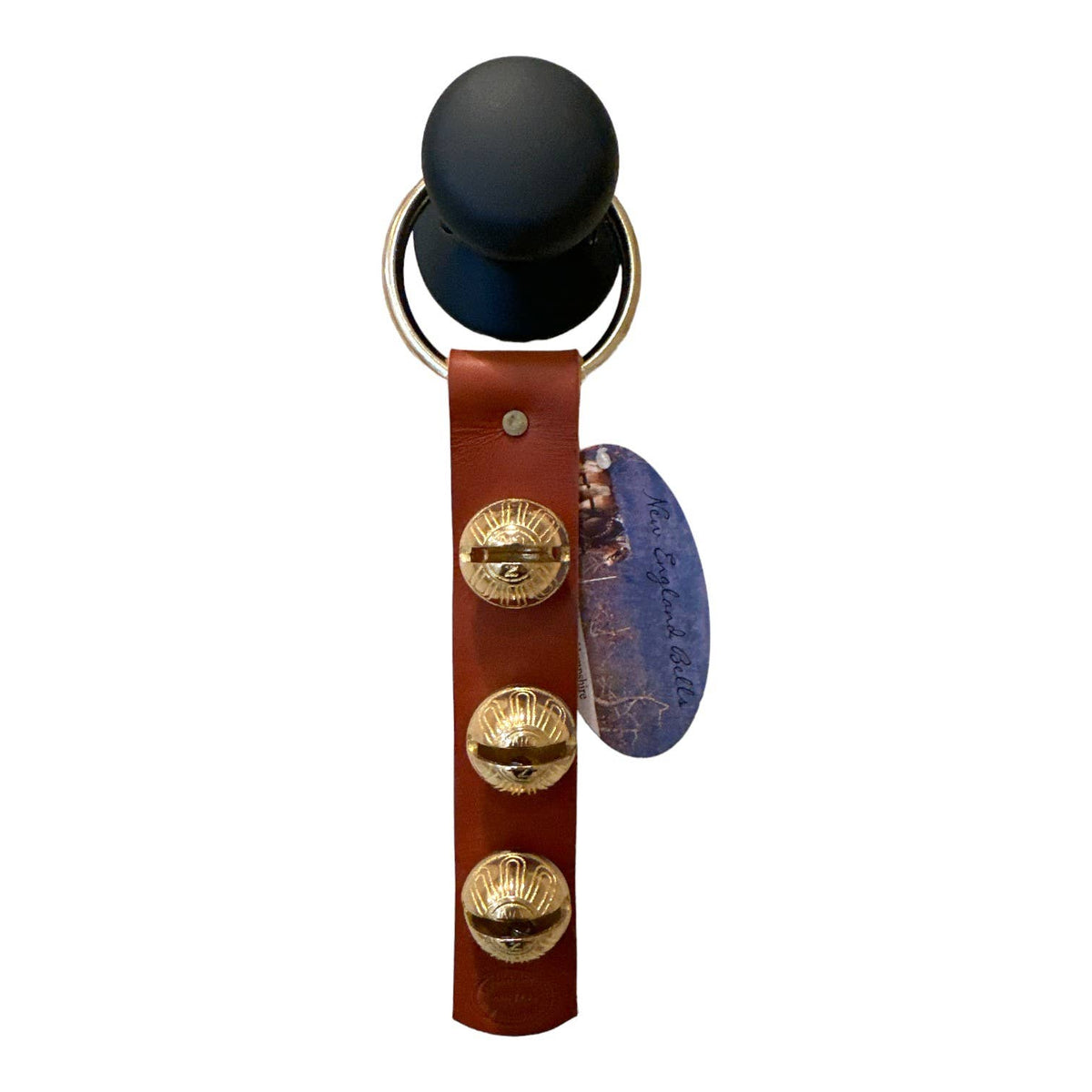 Traditional Strap Bells -  #2 Size Bells - 3 Bells on Strap: Green / Brass