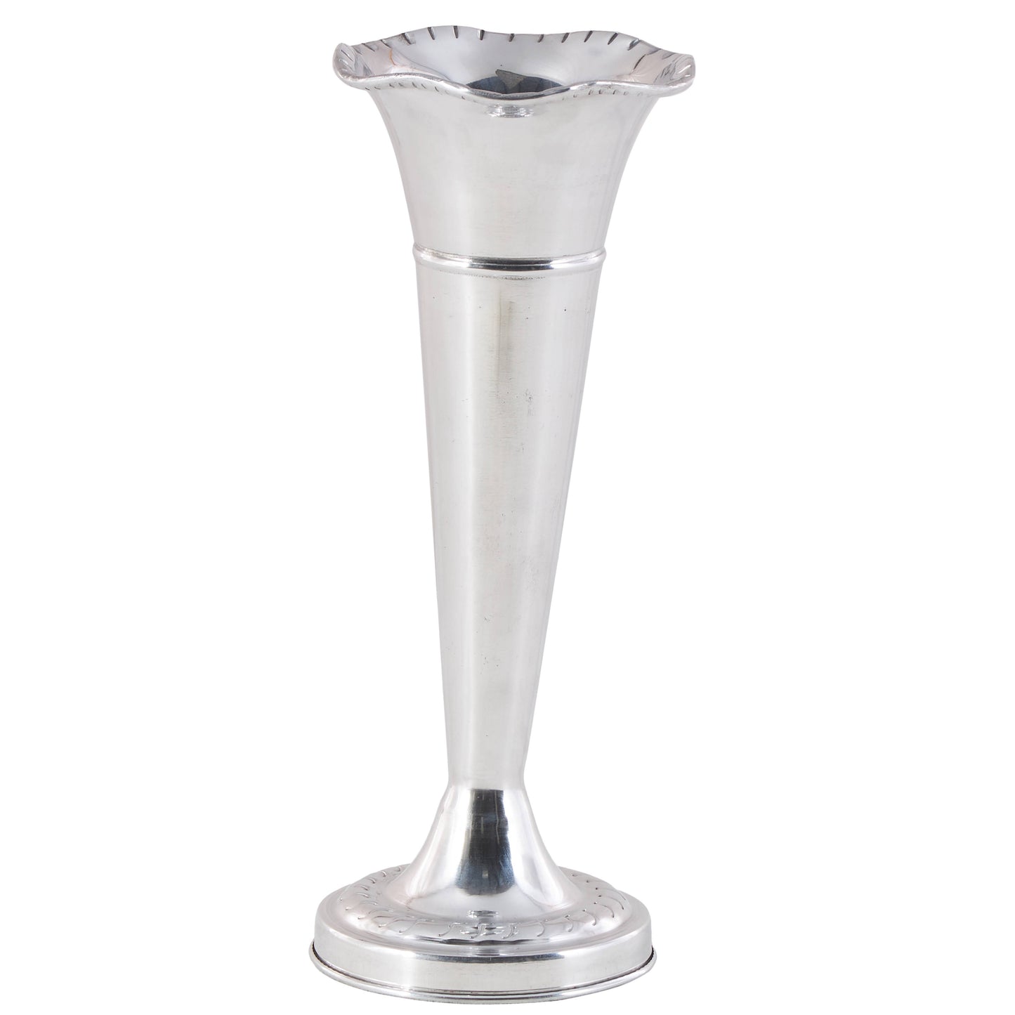 Traditional Silver Aluminum Fluted Vase