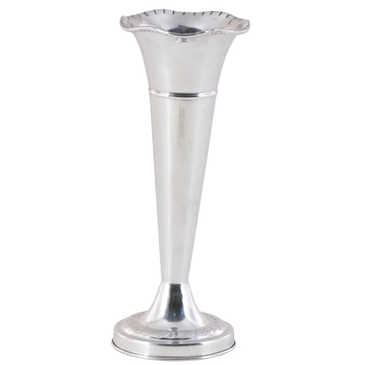 Traditional Silver Aluminum Fluted Vase