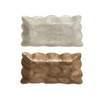 Capiz Mini Rectangular Tray w/Scalloped Edge (Blue)