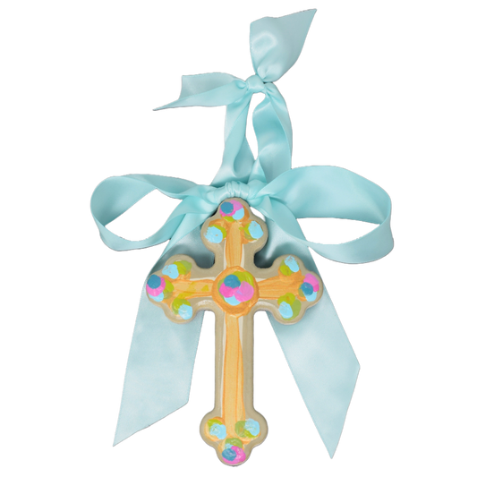 Praise Cross with Ribbon -6 inches