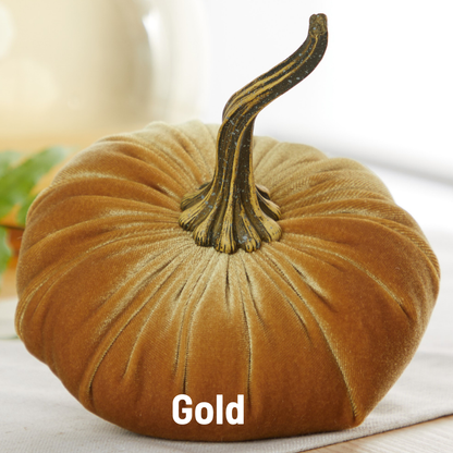 Pumpkin Large Velvet, Fall Mantel Decor, Halloween Table: Bronze