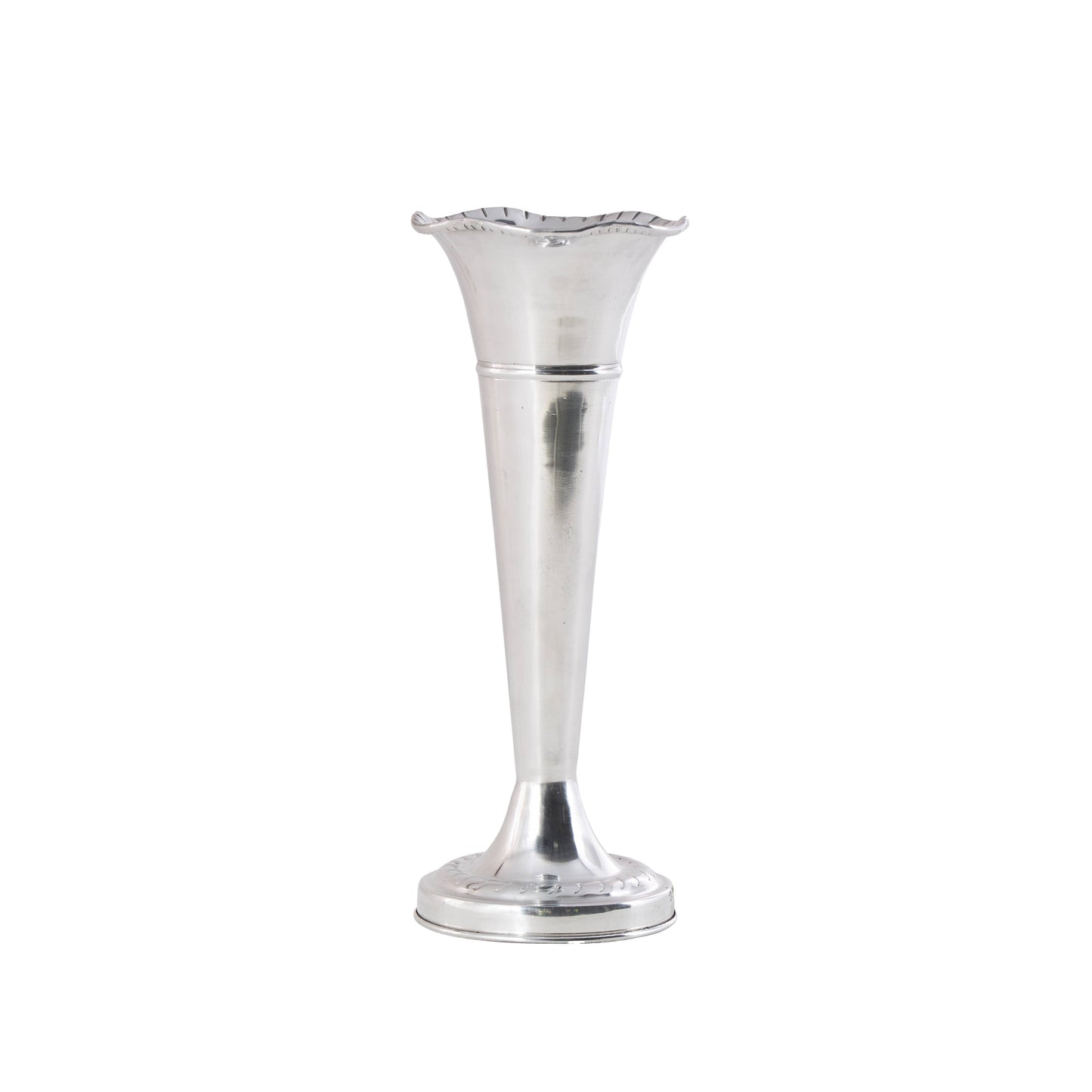 Traditional Silver Aluminum Fluted Vase