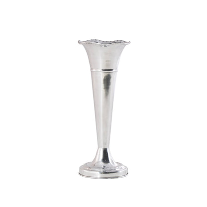 Traditional Silver Aluminum Fluted Vase
