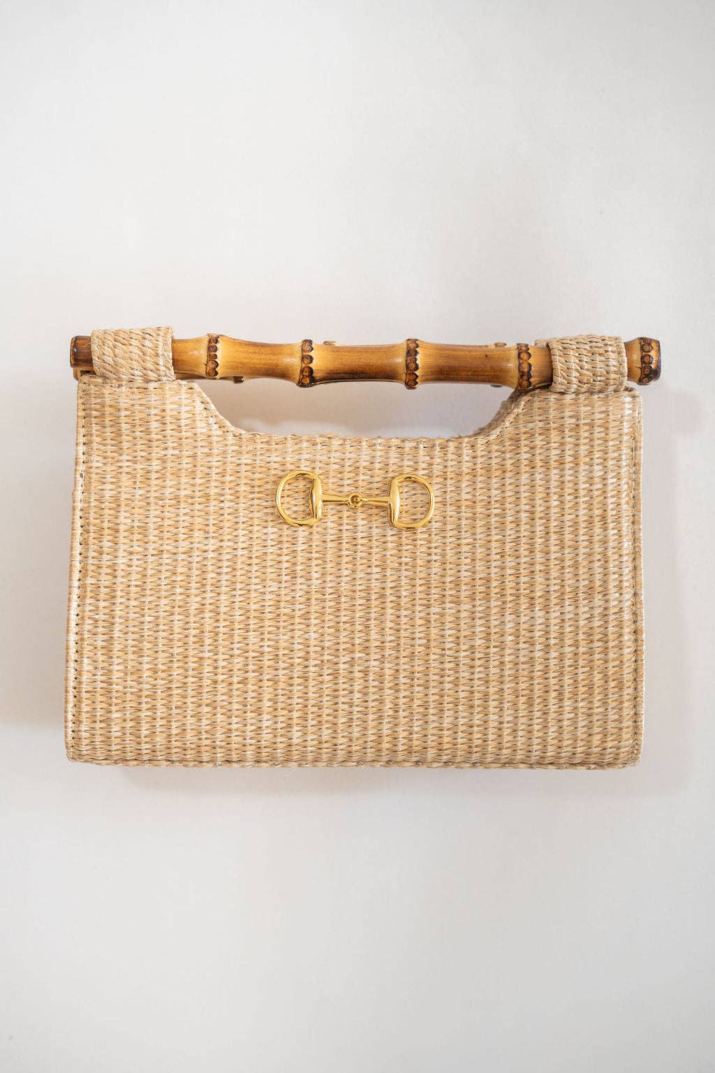 Mary Natural Straw Clutch - Bamboo Natural Handle - WS: Bamboo Toggle