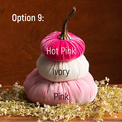 Velvet Pumpkin Stack, Thanksgiving centerpiece: Option 9: Hot Pink Ivory Pink