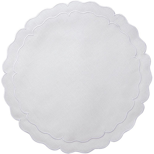 Scallop Linen White Placemats Set of 2