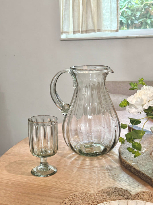 Handblown Fluted Pitcher: Large