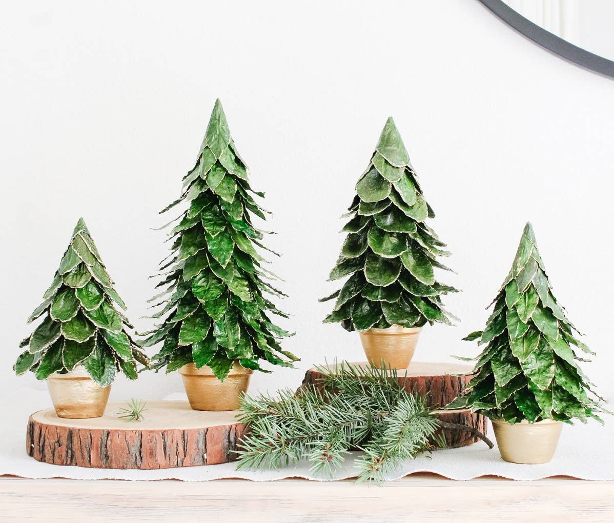 Potted Butterfly Leaf Cone Tree (Green/Gold): 18"
