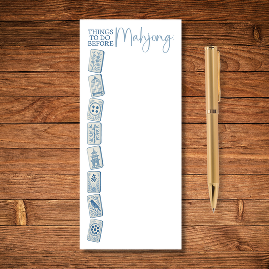Watercolor Chinoiserie Mahjong Tile Rectangle Notepad : Things To Do Before Mahjong