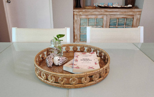 Artifacts Rattan™ Inna Design Round Tray: Honey Brown / 19"