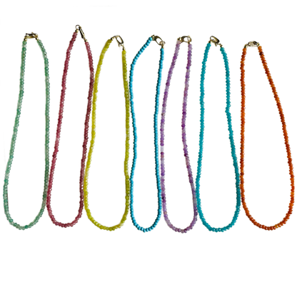 Dainty Candy Gemstone Necklace: Cadet Blue