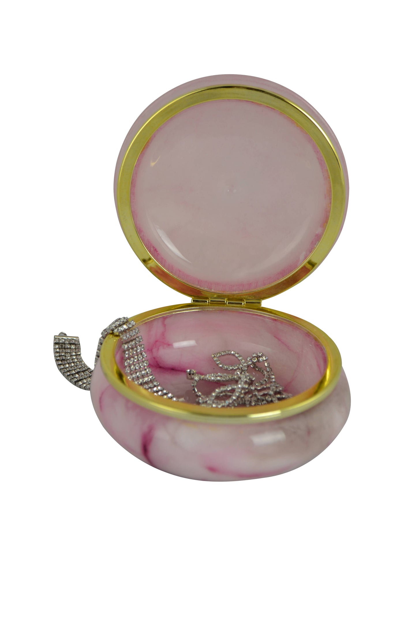 4" PINK ALABASTER TRINKET BOX