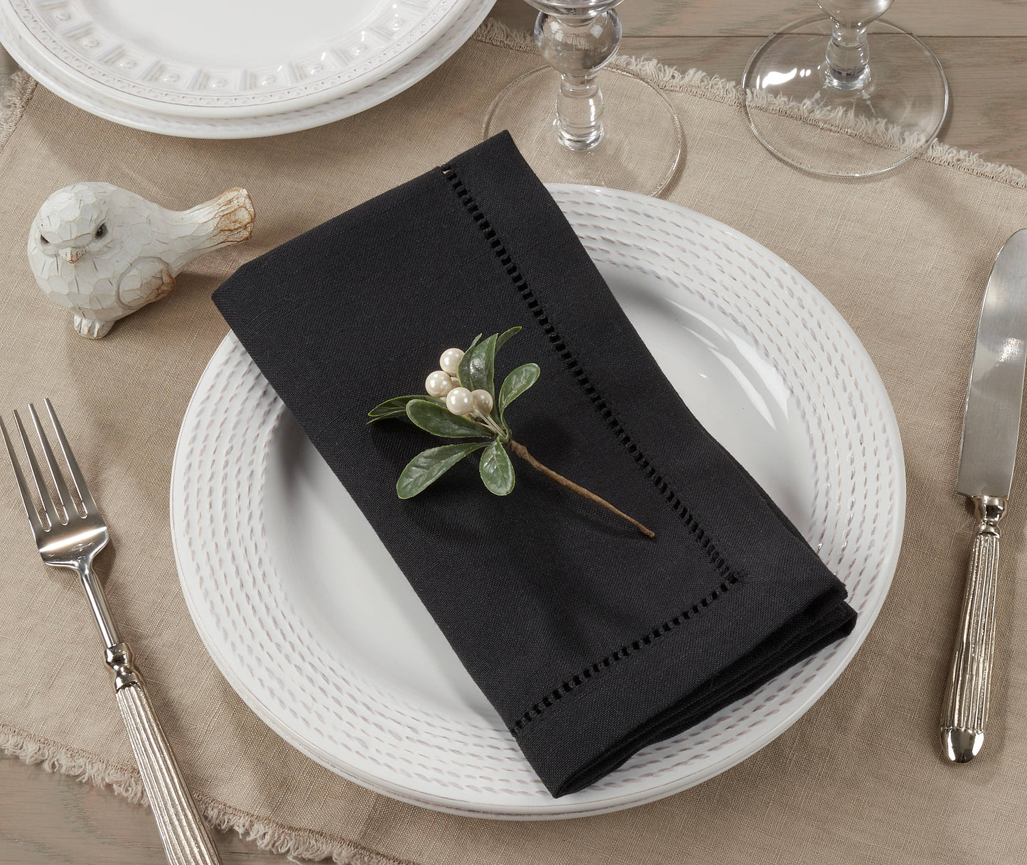 Poly Hemstitched Dinner Napkin: Pink / 20"