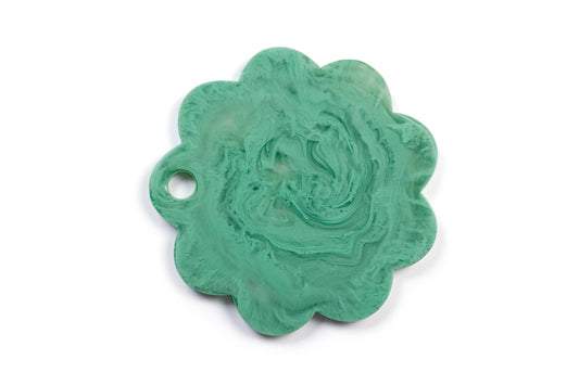 Green Scallop Resin Charcuterie Board | Hand-Poured Resin