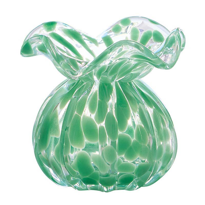 Ruffled Edge Bud Vase - Green