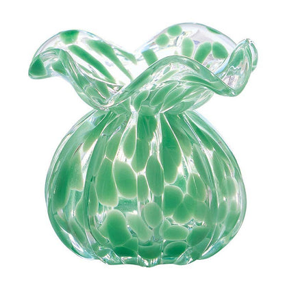 Ruffled Edge Bud Vase - Green