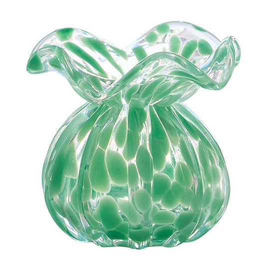 Ruffled Edge Bud Vase - Green