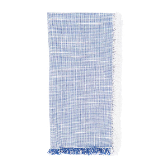 Two-Tone Fringe Napkin: Blue Set of 4