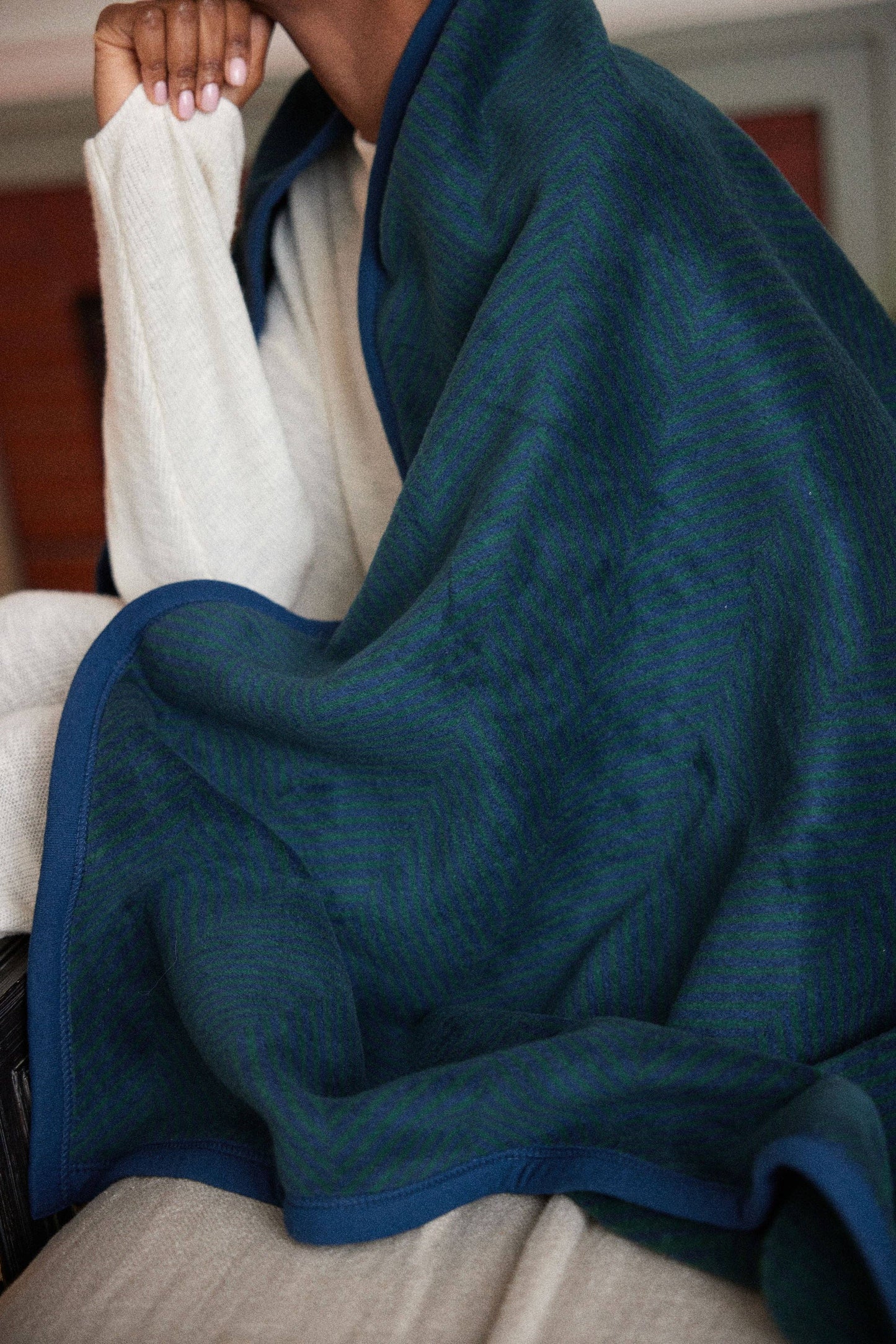 Harborview Herringbone Blue Spruce Blanket: Original