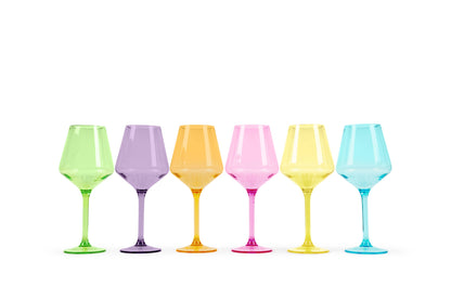 Acrylic Stemmed Wine Glasses-Bright