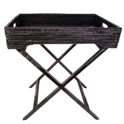 Rattan Butler Tray/Table Black