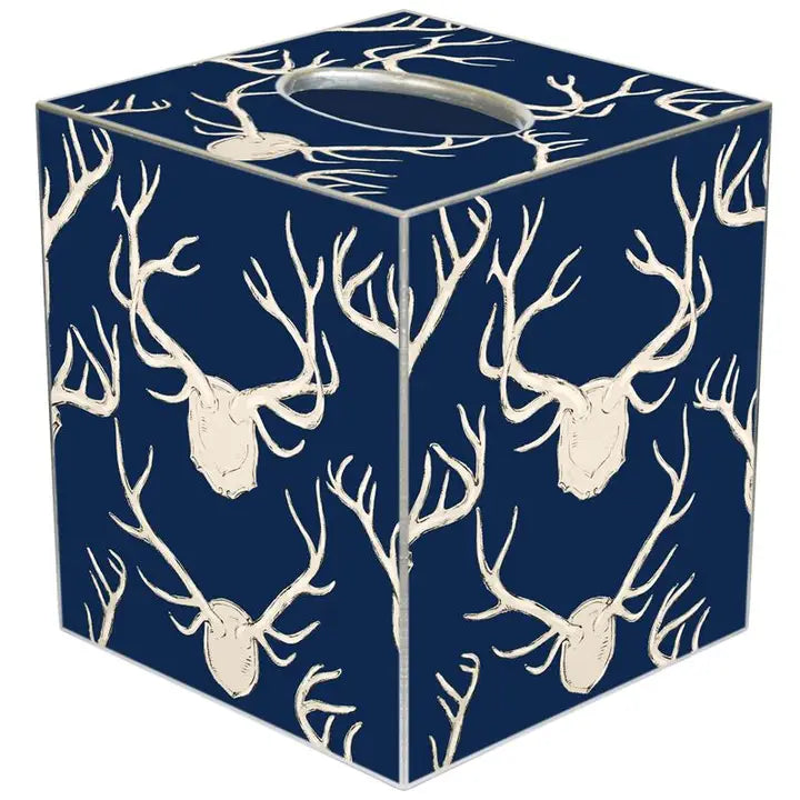 Navy Stag Tissue Box Cover