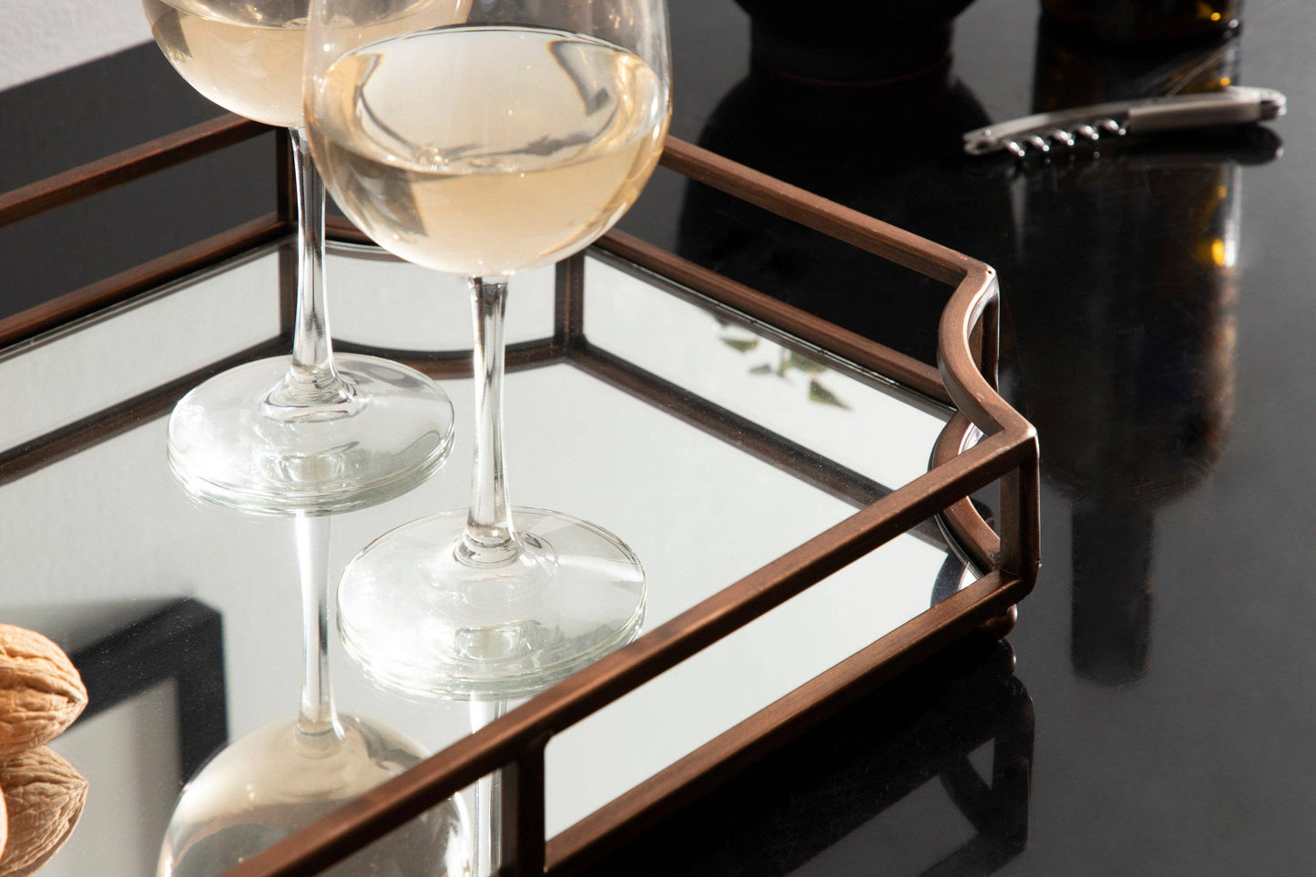 Gold Mirrored Scalloped Decorative Tray