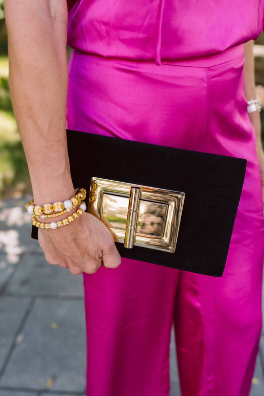 Lillian Black Velvet Clutch