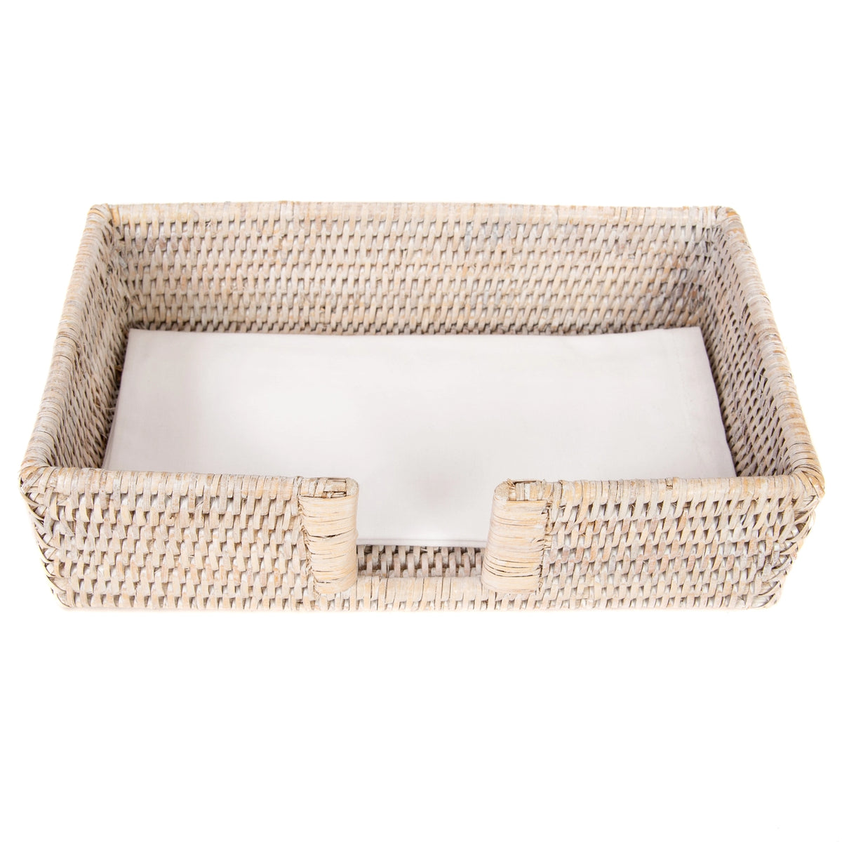 Rattan Guest Towel Holder White Wash