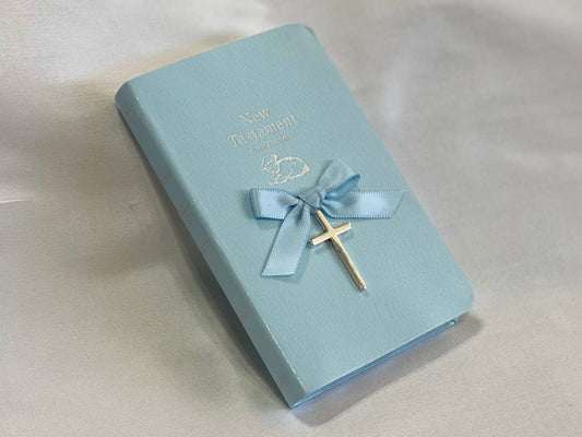 Baby Bible With Sterling Silver Cross: Blue