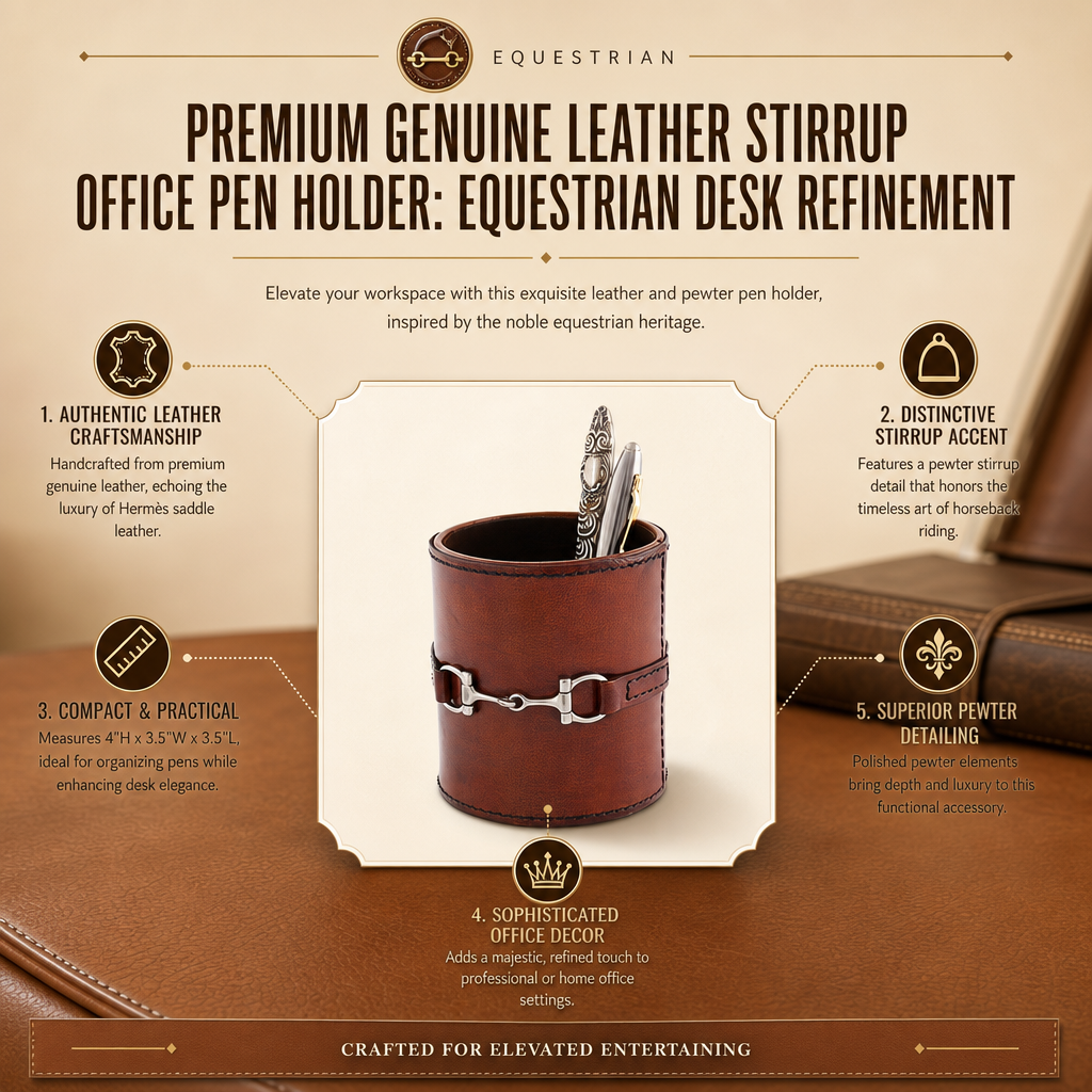 Premium Genuine Leather Stirrup Office Pen Holder
