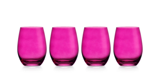 Set of 4 Pink Stemless Wine Glasses