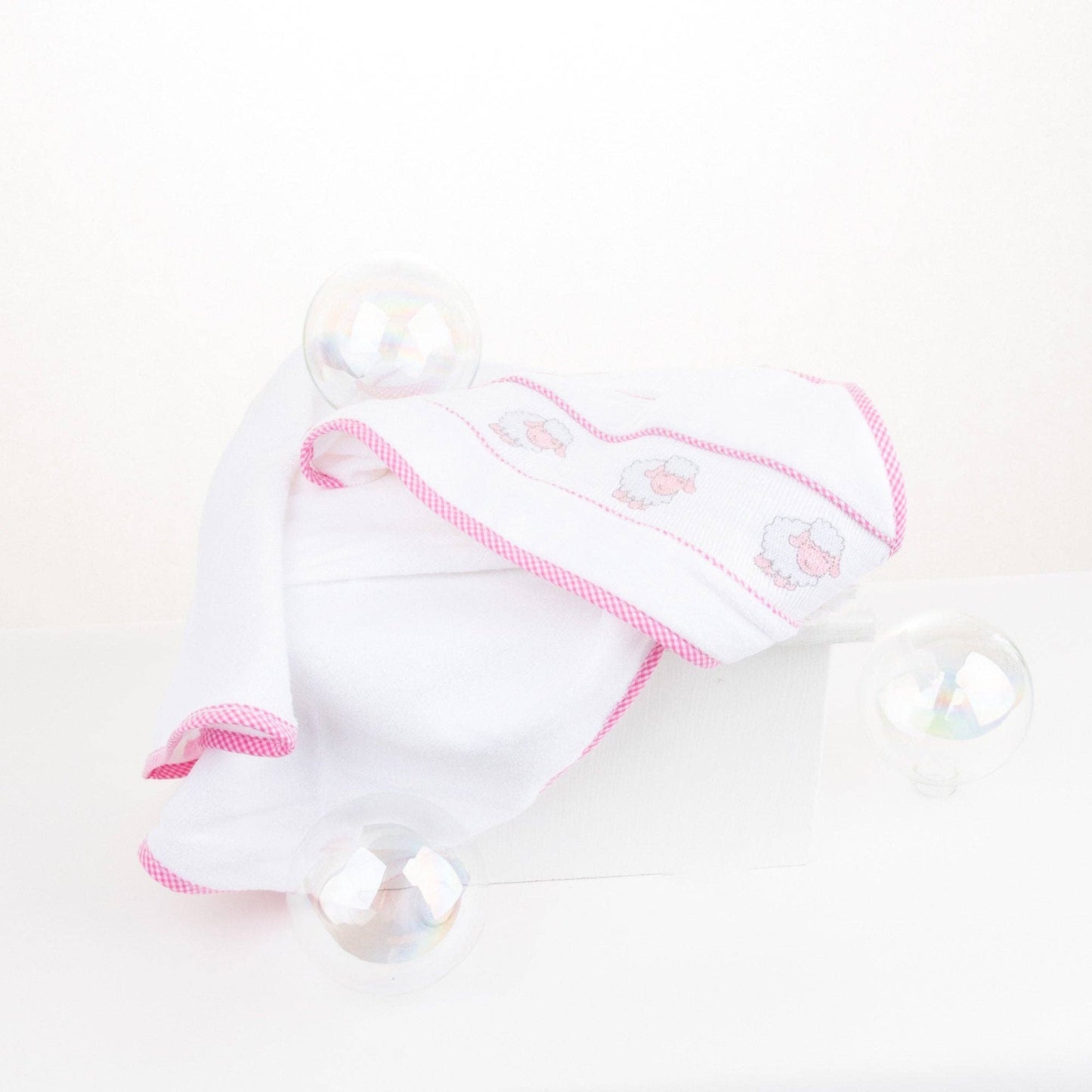 Hot Pink Ladybug Smocked Hooded Towel