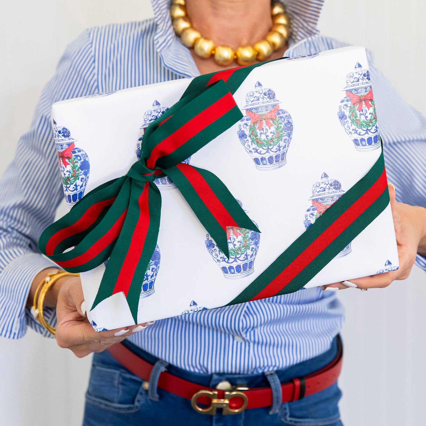 Preppy Striped Grosgrain Ribbon | Red + Green