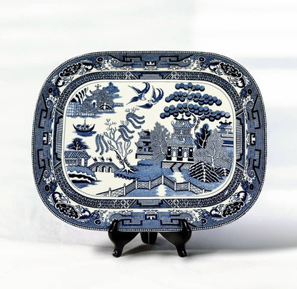 Blue Willow Design Porcelain Platter (stand not included)