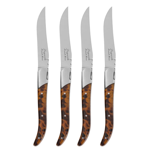 Tortoise Shell 4-Piece Laguiole Connoisseur Steak Knife Set
