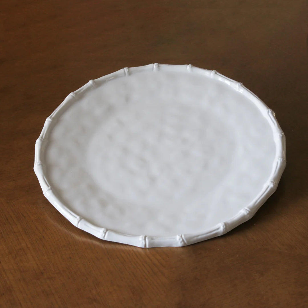 White Bamboo Round Melamine Platter