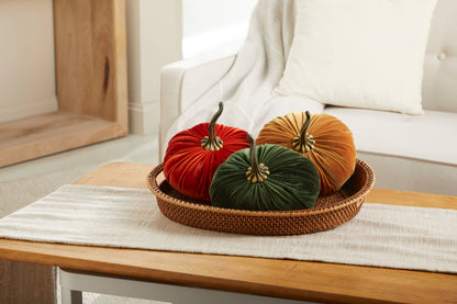 Pumpkin Extra Large Velvet, Fall Accent, Thoughtful Gift: Slate Blue