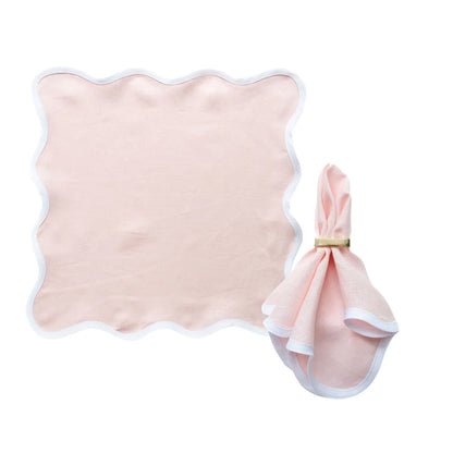 Linen Scalloped Square Peony Pink