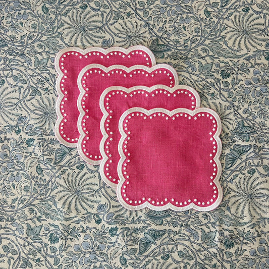 Scalloped Cocktail Napkins, Set of 4