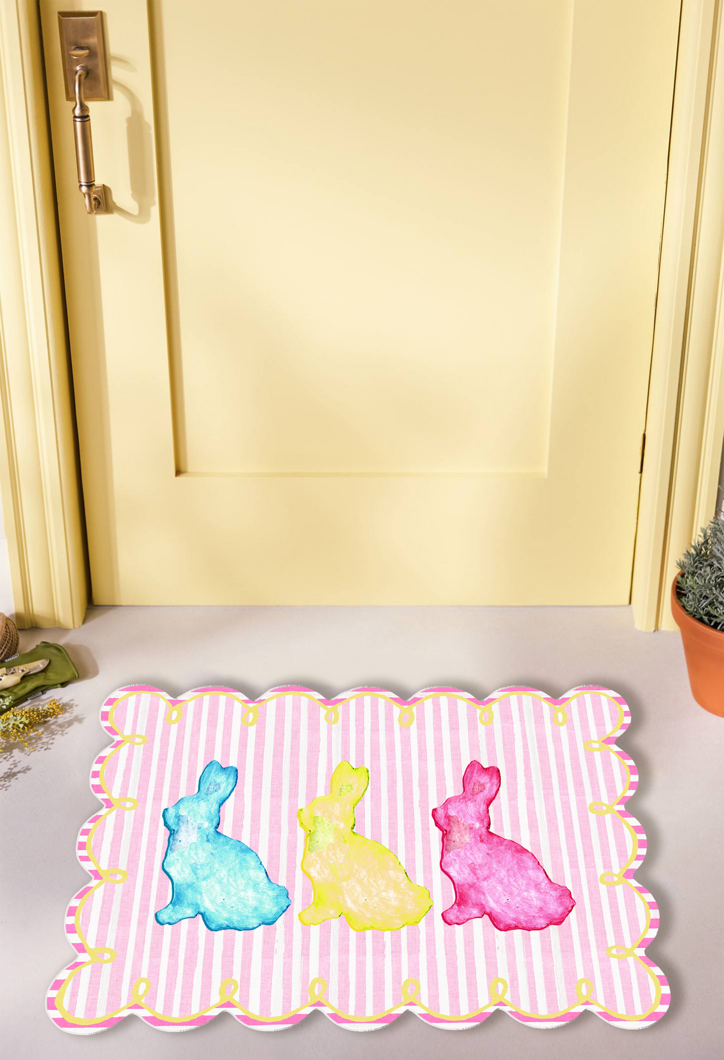 Colorful Bunnies Vinyl Floor Mat