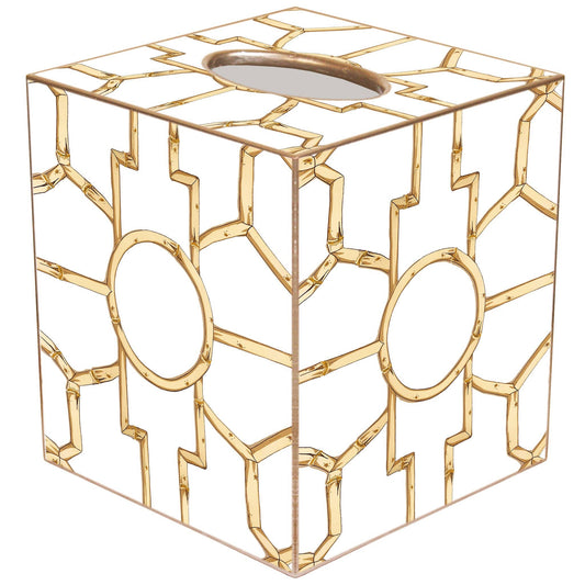 Bamboo on White Tissue Box Cover: Paper Mache