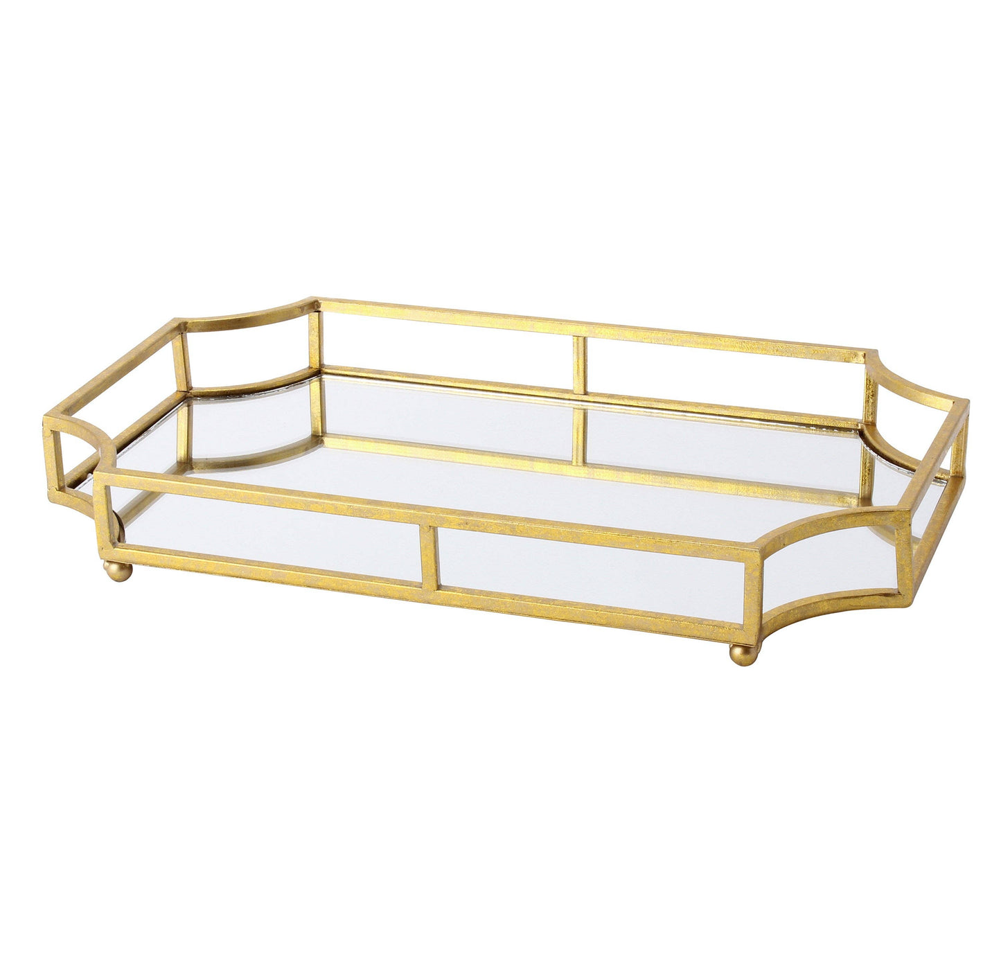 Gold Mirrored Scalloped Decorative Tray