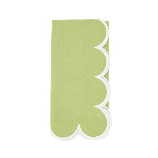 Cotton Scalloped Dinner Napkin: Kiwi / 20"