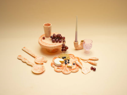 Pink Scallop Resin Charcuterie Board | Hand-Poured Resin