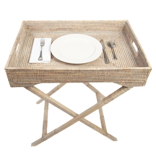 Rattan Butler Tray/Table White Wash