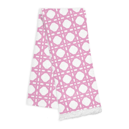 Linen Fringe Towel - Pink Cane